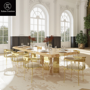 Diseño italiano Muebles de comedor de gama alta Acabado de barniz de alto brillo Mesa de comedor Rectangular Chapa de madera Mesa de comedor de lujo - Product Image 1