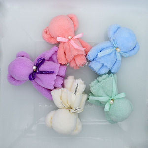 Özelleştirilmiş <span class=keywords><strong>30</strong></span>*<span class=keywords><strong>30</strong></span> toptan ayı havlu düğün hediyesi duş mikrofiber yumuşak hediye setleri yüz ayı şekilli mercan polar el havluları