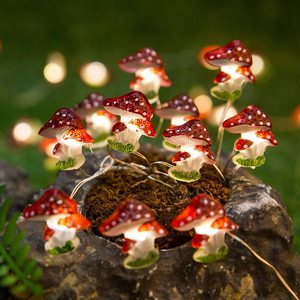 Mushroom LED String Light 10FT 30LEDs Lámparas de hadas impermeables Cadena de Navidad alimentada por batería con 8 modos para uso en exteriores