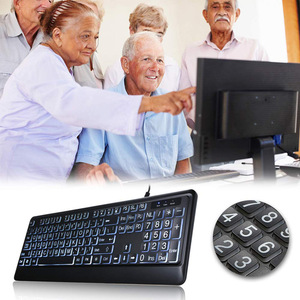 Teclado de impresión grande RGB retroiluminado con cable, teclas con letras grandes, USB, para personas con discapacidad visual - Product Image 2