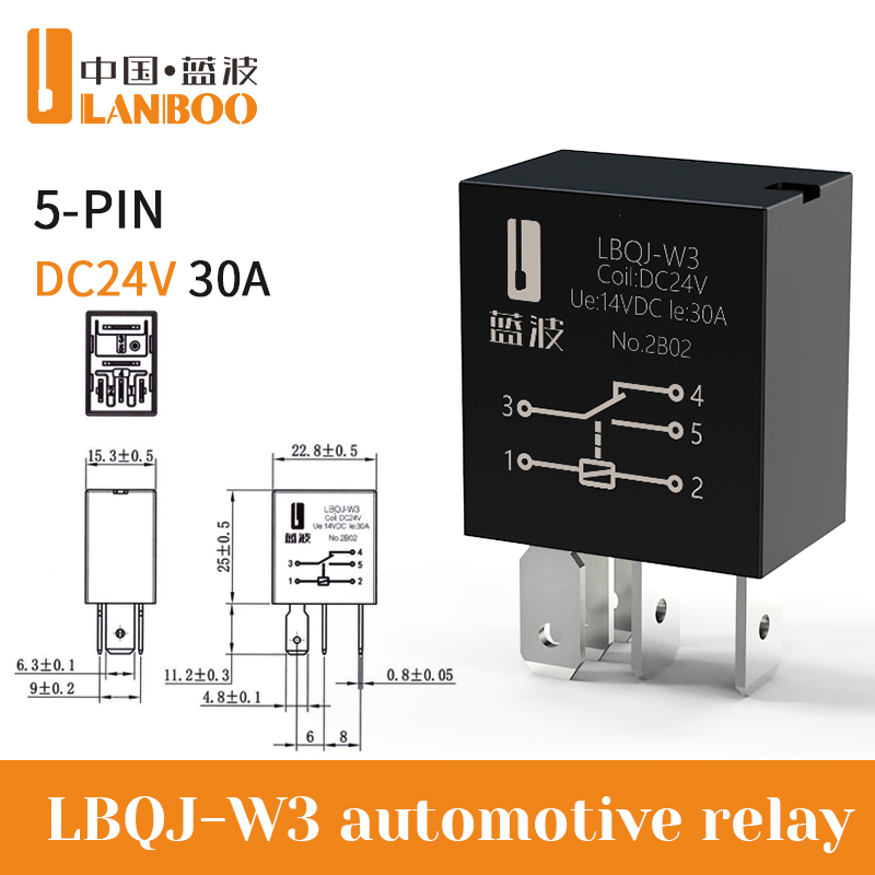 24V/5Pin/1NO1NC/30A Automotive Relay