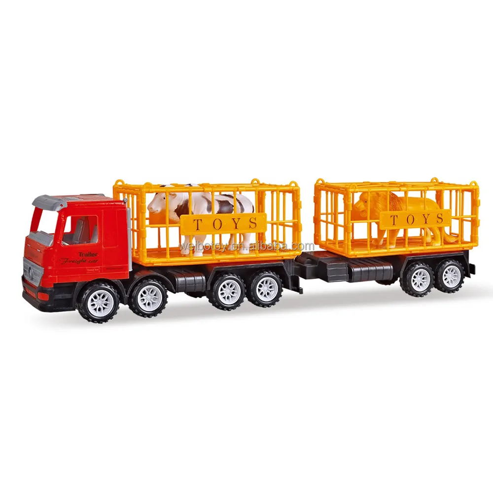 Di alta qualità a buon mercato di plastica giocattolo veicolo friction kids toy construction truck con animali