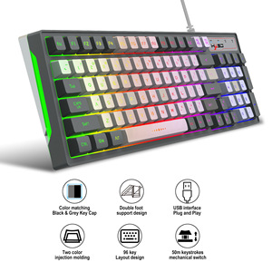 办公键盘有线游戏键盘96键RGB背光双色注塑灰白色游戏键盘 - Product Image 4