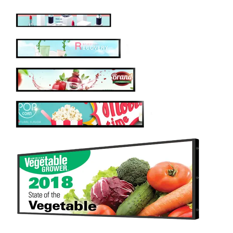 Supermarkt Slim Digital Signage Regal Rand Werbung Bildschirm Streifen Ultra Wide LCD-Monitor Stretched Bar Display