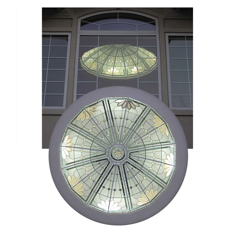 Tragaluz de cristal con cúpula de vidrio mediterráneo, cluster de cristal biselado con espejo, mosaico personalizado de fábrica, techo de cúpula de vidrio artístico
