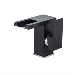 Hiện đại thép không gỉ vuông phòng tắm vòi nước hiện đại thác nước lưu vực tap gốm van lõi lạnh nóng trộn cần cẩu bồn rửa tap - Product Image 5