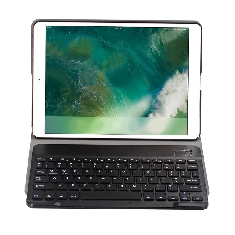 Keyboard Nirkabel dengan Casing Dudukan Kulit untuk iPad, Samsung, Huawei
