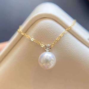 Classic Princess Zircon Inlaid <strong>Chain</strong> with Round and Slightly Flawless Edison 10-<strong>11mm</strong> Large White Pearl Pendant Necklace