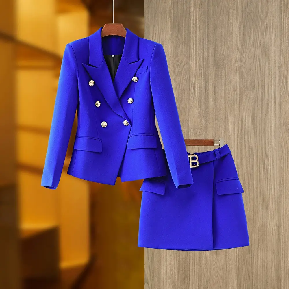 SR2236 Conjuntos de chaqueta de alta calidad Trajes de negocios para damas Conjuntos formales para mujeres Conjuntos de falda de dos piezas Sólido