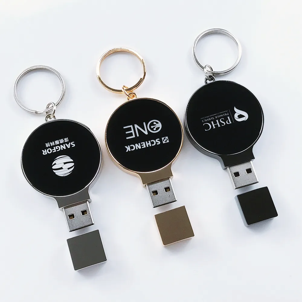 Vente en gros de lumière LED personnalisée logo cadeau en métal 4/8/16 Go clé USB clé USB clé USB Memoria métal clé USB