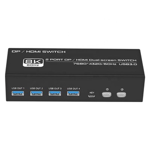 SY 8K HDMI显示端口KVM交换机2 PC 2监视器8K @ 60hz DP 1.4 HDMI 2.1 USB 3.0 KVM交换机双监视器