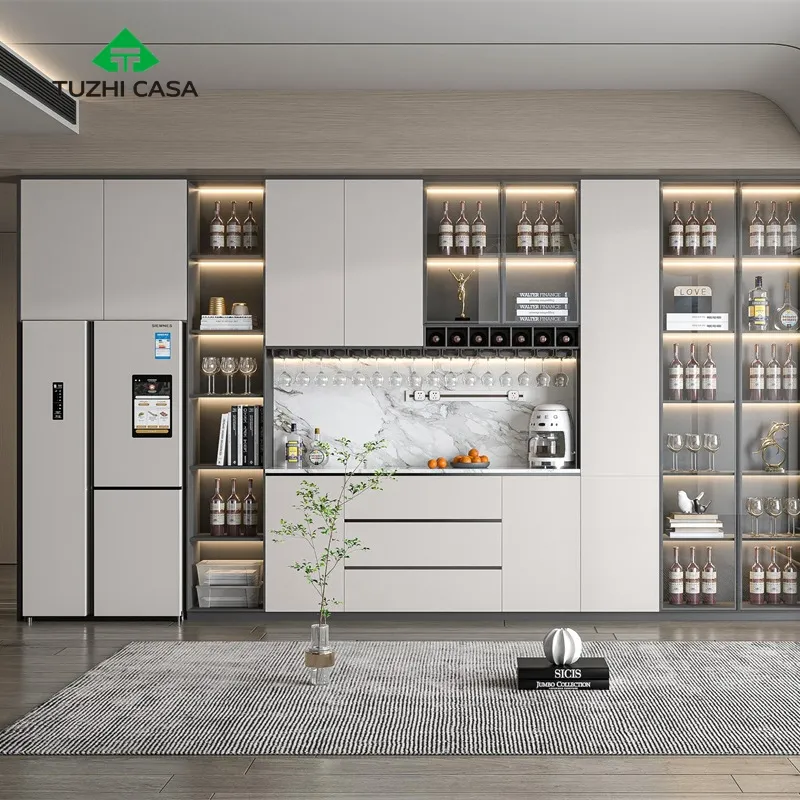 luxury bar living room furniture wooden wine cabinet with glass display bar
