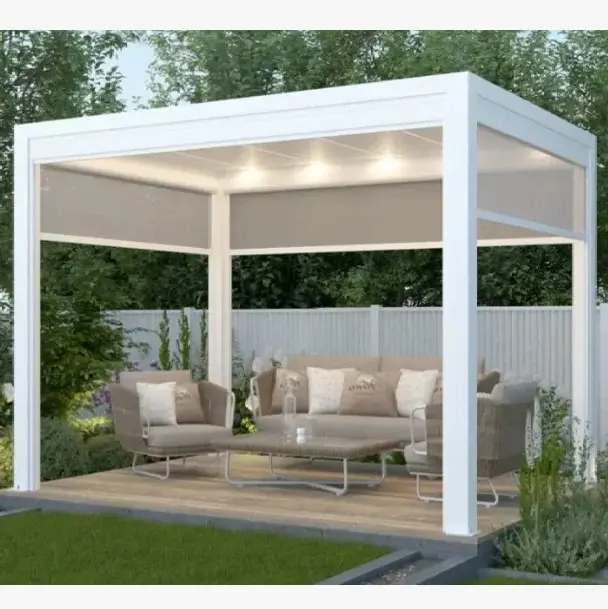 Produttore commercio all'ingrosso del cortile nero Pergola impermeabile Gazebo Pergola in alluminio giardino