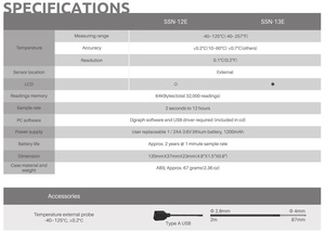 SSN-12E High Quality USB Digital Humidity and <strong>Temperature</strong> <strong>Data</strong> <strong>Logger</strong> ABS Material Customizable OEM Support - Product Image 5