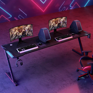 2024 Neues Design Günstige Z-Form <span class=keywords><strong>Computer</strong></span> Gaming Desk PC Racing Steht isch mit RGB-Licht
