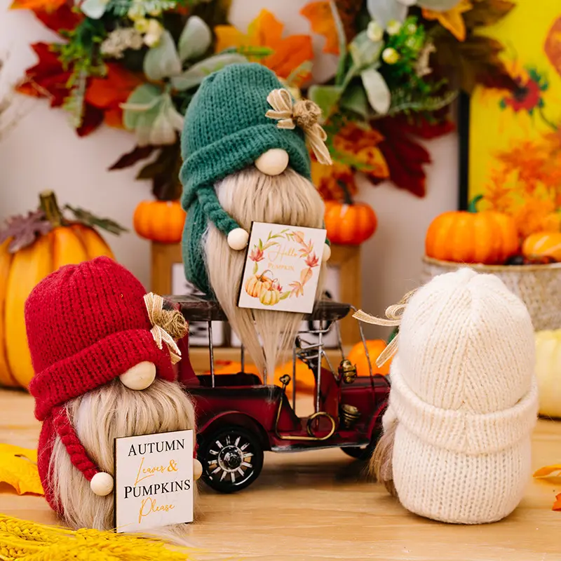 Topi labu hangat Festival Panen boneka Elf mewah Gnome Musim Gugur Hari Thanksgiving boneka Rudolph