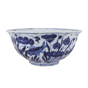 Jingdezhen <strong>Ceramic</strong> Customization Bowl with Fish and Algae Patterns Hand Painted Blue and White Fish Pattern Bowl - Product Image 2