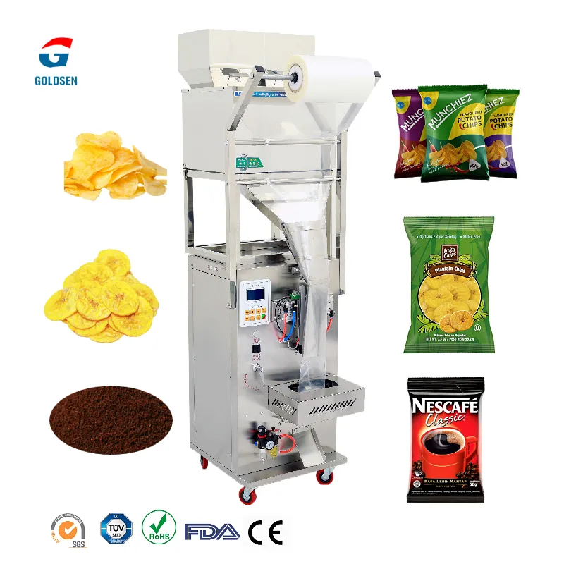 Otomatik patates cipsi muz cips kahve tozu dolum paketleme makinesi dikey küçük çok fonksiyonlu paketleme makineleri