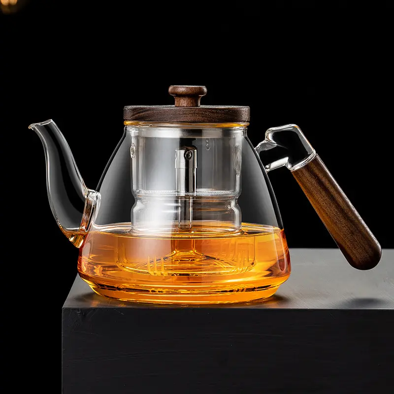 39Jahre Fabrik hitzebeständiger Glas Kochen Teekanne Herdplatte und Mikrowelle Glas Dampf-Tee-Kannen 1.000ml
