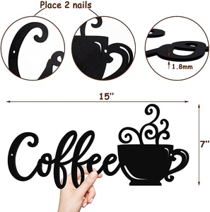 OEM ที่กําหนดเองเหล็กสีดํากาแฟป้ายโลหะ Wall Art พร้อม UV และพิมพ์ซิลค์สกรีนงานโลหะที่กําหนดเอง - Product Image 5