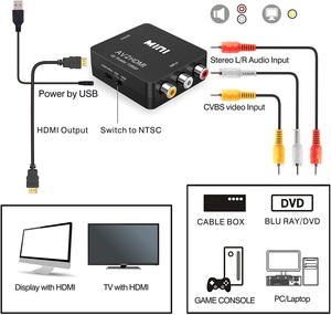Mini compuesto RCA CVBS AV a HDMI Audio Video Adaptador convertidor PAL/NTSC con Cable de carga USB para pc xbox ps4 tv vh - Product Image 6
