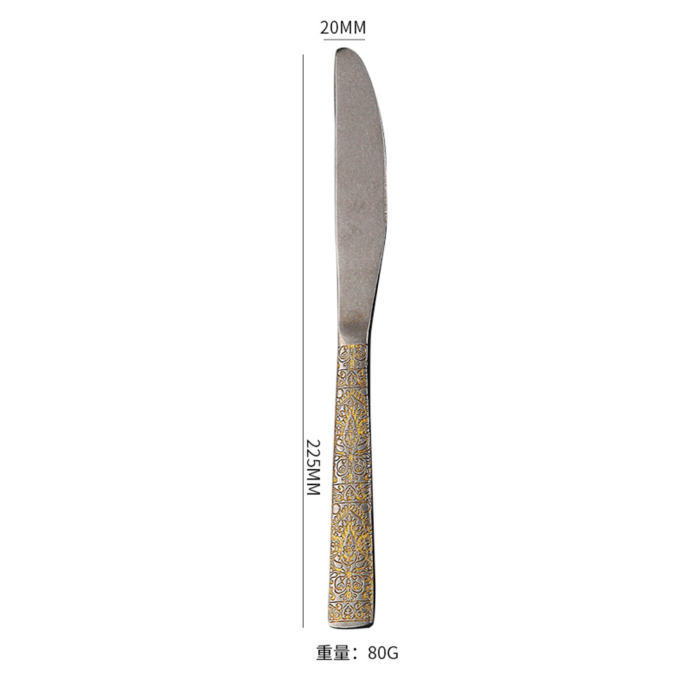 Cuchillo de mesa (piedra pulida con laca dorada)