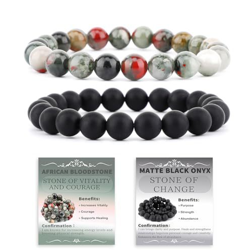 Pierre de sang africaine + Agate noire mate