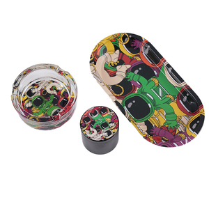 5 trong 1 thuốc lá phụ kiện khói Máy xay ống kim loại khay thủy tinh gạt tàn Jar hút Kit - Product Image 6