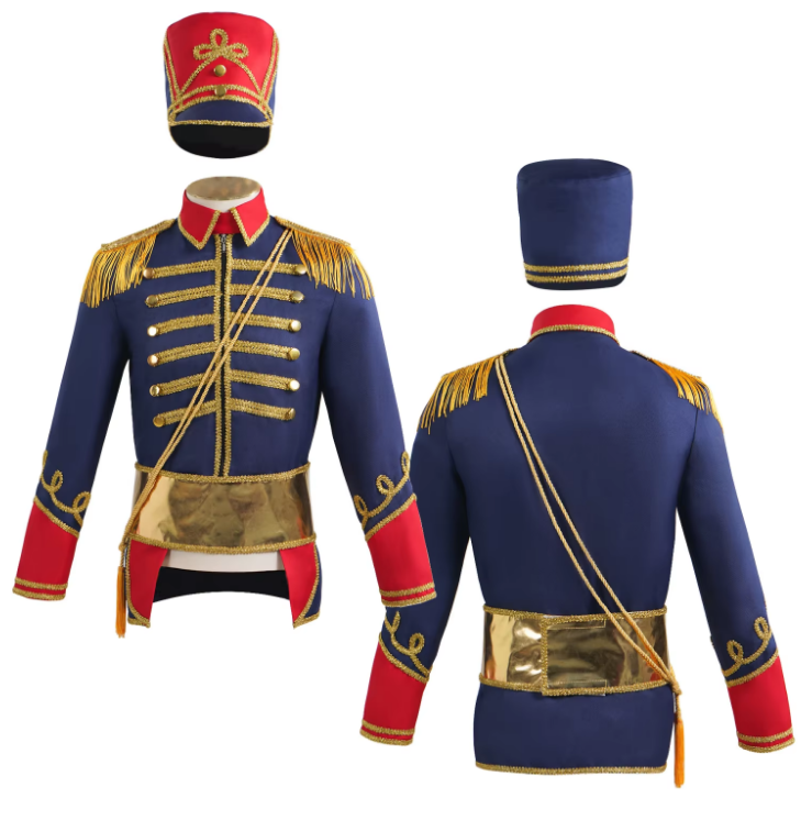Blue full set: coat + hat + belt + accessories