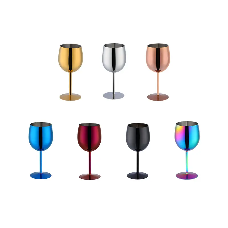 Cálice de vinho de ouro em aço inoxidável para beber, copo de vinho vermelho personalizado de metal colorido inquebrável, coquetel champanhe