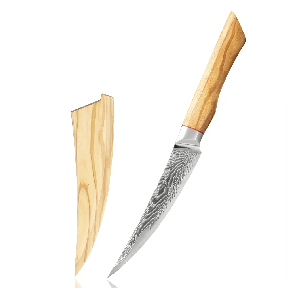 Bernstein Holz Griff messer 5 Zoll Damaskus Stahl 73 Schichten aus 10 Messer Restaurant Küche Rindfleisch Steak Messer