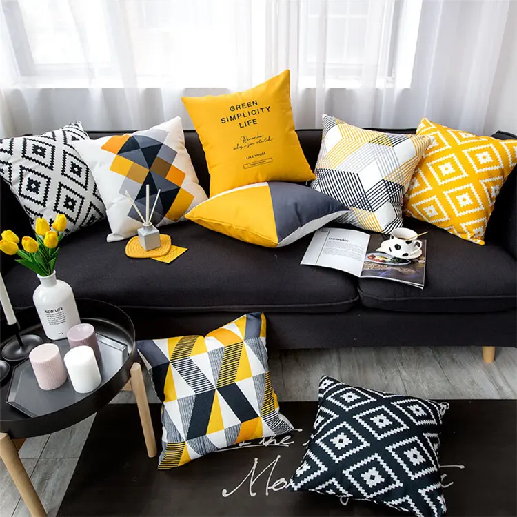 Funda de algodón con estampado decorativo para sofá, cubierta de cojín para sala de estar, estilo nórdico moderno y Simple, gran oferta