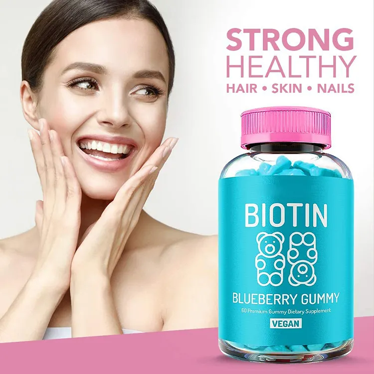 Hochwertige Biotin Gummi Gesundheit Augen Haar natürliche Nahrungs ergänzungs mittel Halal Süßigkeiten Blaubeere Multi vitamin Gummis