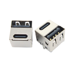 高速二合一USB 14针C型连接器usb-a母180度垂直PD快速充电端口，用于汽车充电器 - Product Image 2