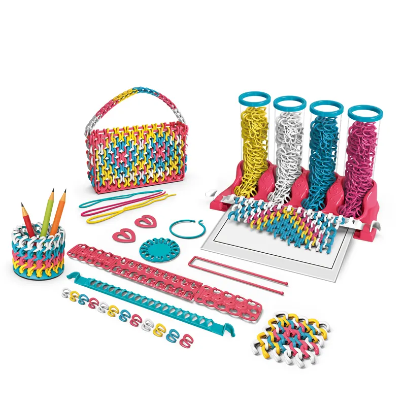 Hete Verkoop Mode Veelzijdige Creatie Set Voor Kinderen Meisjes Diy Weave Handtas Breien Speelgoed Maken Kits