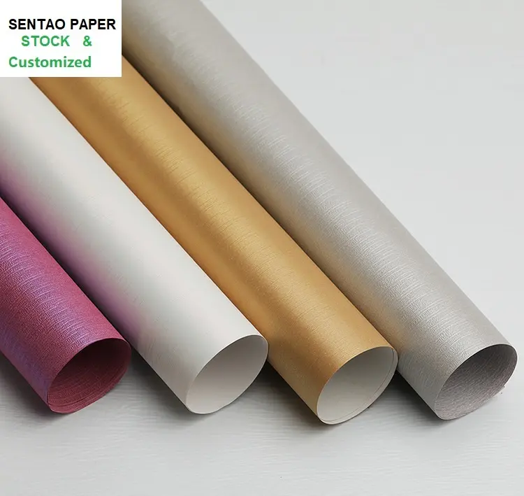 120gsm 787x1092mm Grado superior Speciaty Pearl Paper Papel texturizado en relieve de color Cartulina para Cajas de Regalo Papel de regalo