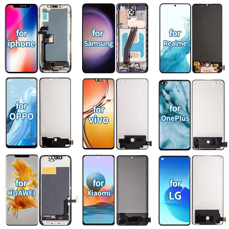 Manufacturer all brand phone touch screen Lcd display pantalla wholesale Mobile phone Lcds for iphone samsung huawei tecno redmi