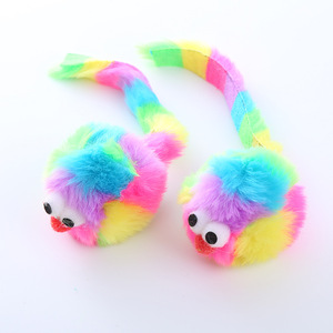 2024 Sustentável arco-íris Plush Mouse gato brinquedo com built-in som mordida-resistente interativo <span class=keywords><strong>Catnip</strong></span> produto para gatos
