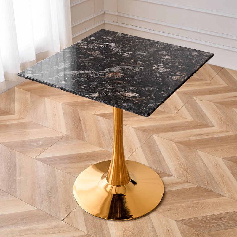 Soporte para cuernos chapado en oro con mesa cuadrada/diamante de platino.
