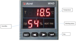 Acrel WHD RS485 Modbus-RTU Termostato Controlador de temperatura y humedad Unidad de control Salida de alarmas con sensor de temperatura Humd