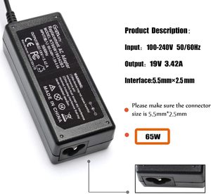 19V 3.42A 65w交流适配器，适用于华硕笔记本电脑充电器笔记本电脑电源线电源插头连接器尺寸5.5 x 2.5毫米 - Product Image 4