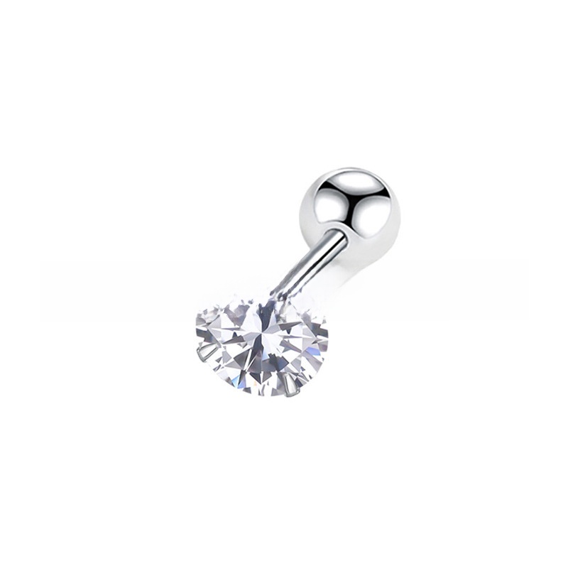Bouchons d'oreille boule - Clous d'oreille zircon - Zirconium blanc