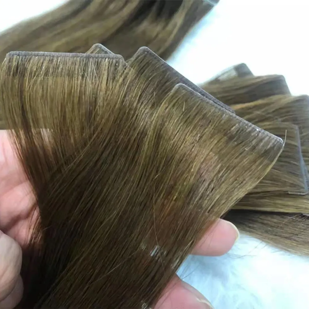 Injeção de Espessura Dupla Desenhada Cabelo Fita Atacado Europeu Seamless Trama Da Pele Invisible Tape Na Extensão Do Cabelo Humano Virgem