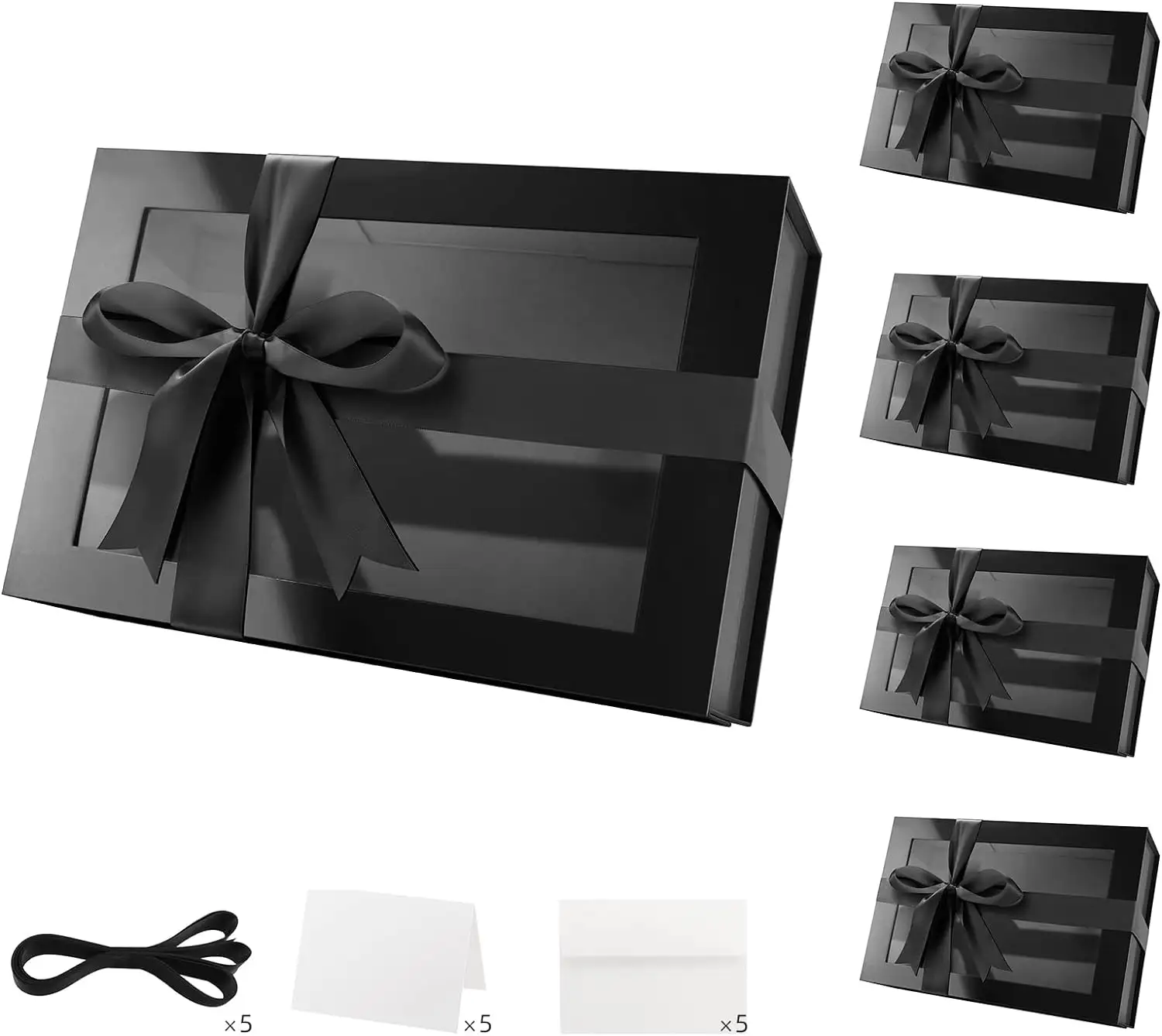रिबन के साथ कस्टम लक्जरी परिधान पैकेजिंग फोल्डिंग बॉक्स पेपरबोर्ड कपड़े/जूते ब्लैक मैट चुंबकीय उपहार बॉक्स