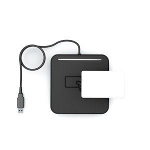 UHF-RFID-Desktop-Lesegerät mit großer Reichweite 860-960MHz Frequenzkarten-Etiketten leser mit NFC-USB-Kommunikation schnitts telle Kunststoff material