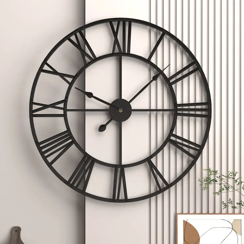 Hot Sale Large Vintage Metal Silent Living Room Art Taiwan Quartz Decorative Wall Clock