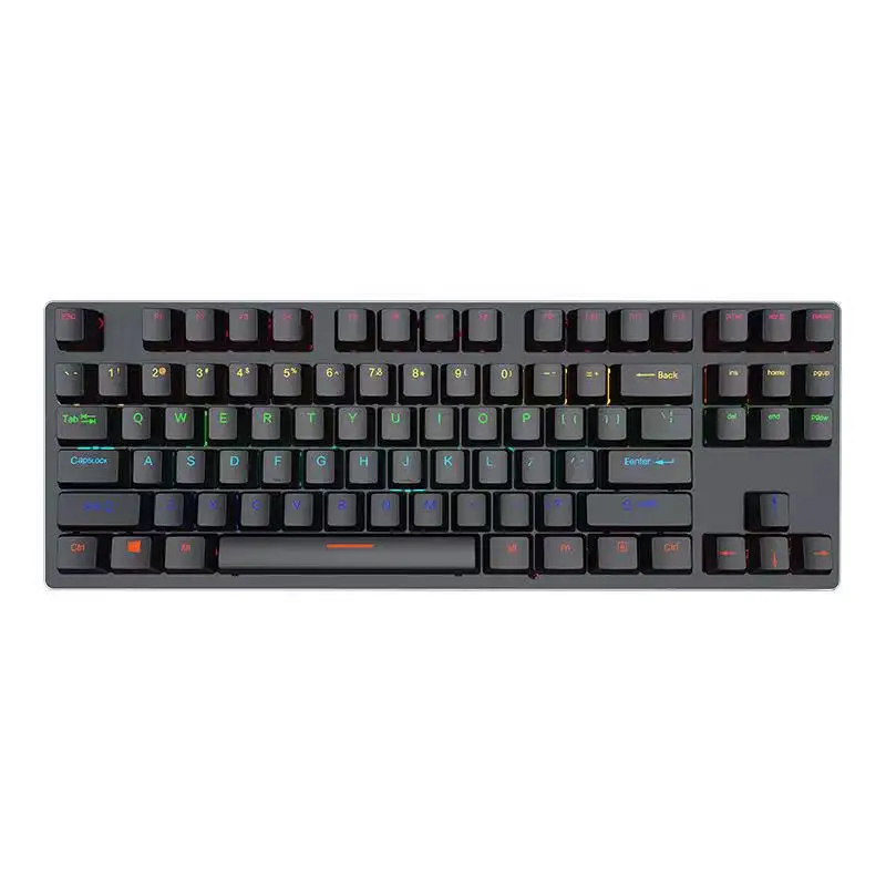 High quality 87 keys mechanical keyboard waterproof Colorful Light Full Anti-Ghost Metal Panel for PC
