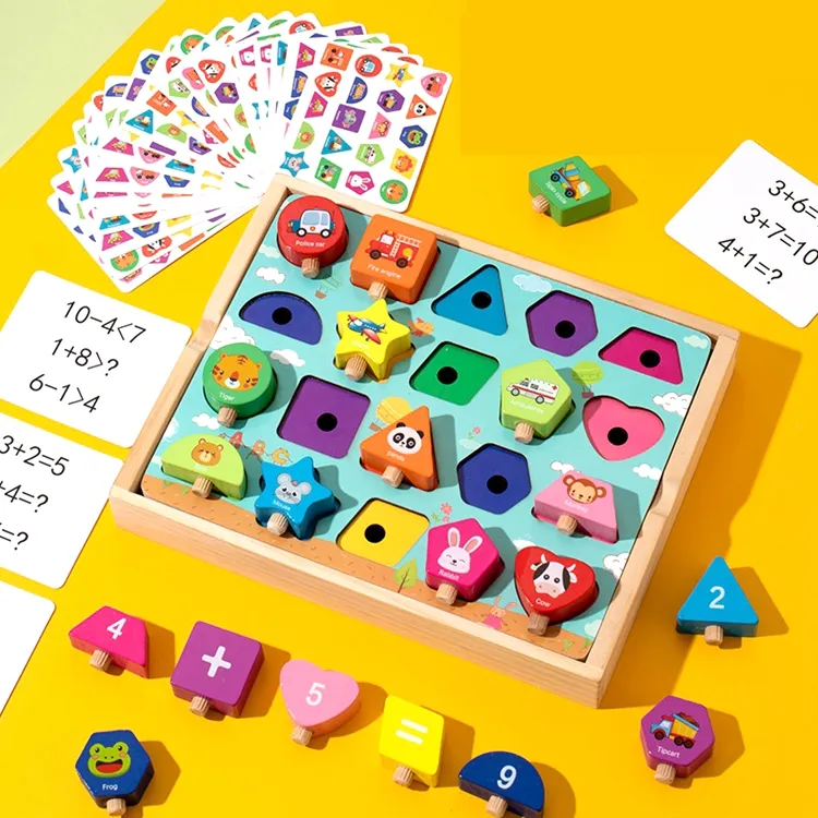 HOYE CRAFT-juguete de cálculo de matemáticas para niños, bloques de madera educativos para edades tempranas, juguetes de colores cognitivos a juego
