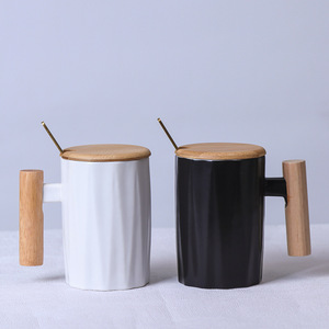 北欧スタイルシンプル木製ハンドルマグカップセラミック文学カップミルクコーヒーホリデーギフトロゴ - Product Image 3