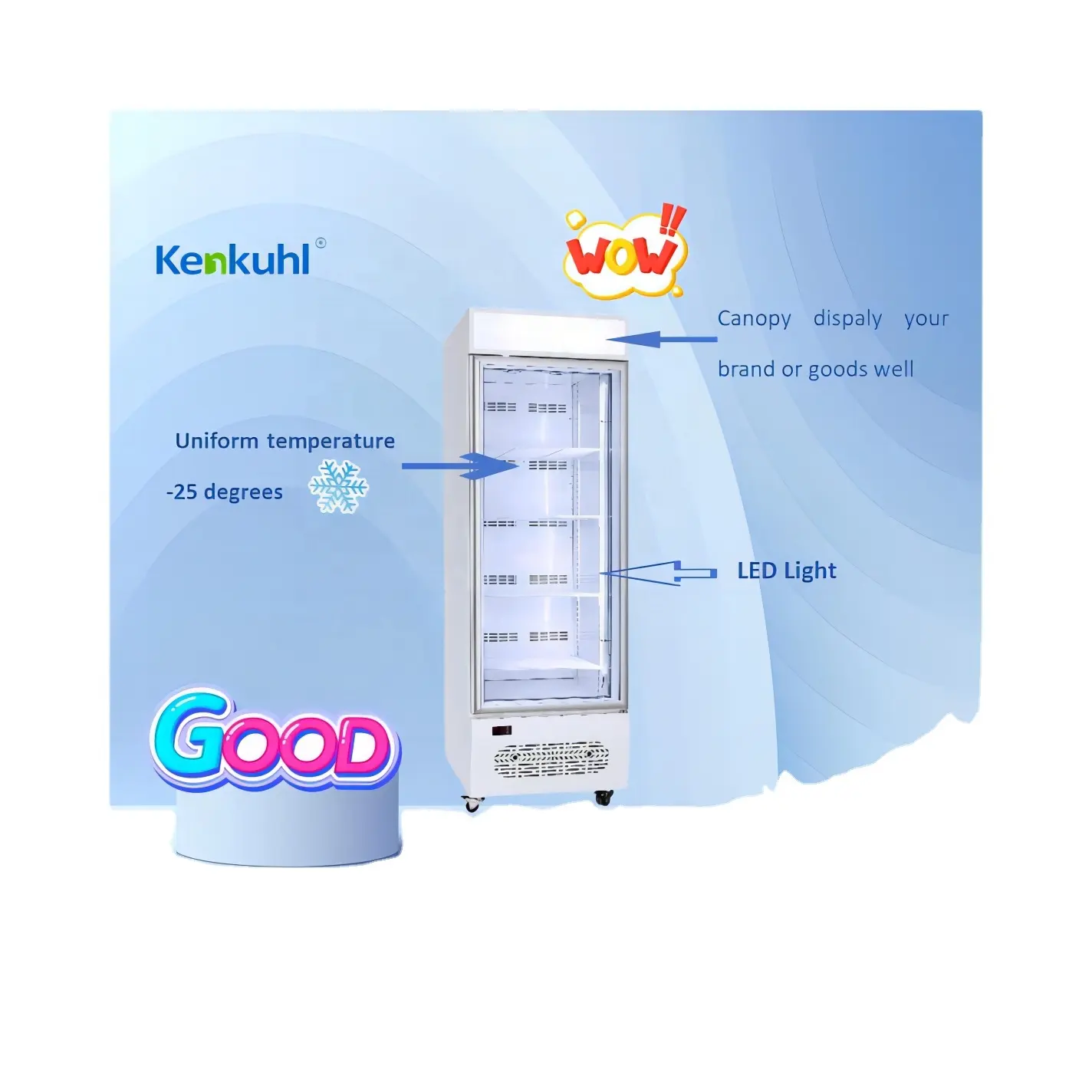 Kenkuhl dikey dondurma toplu dondurucu makinesi için buz para tortas heladas çekmece cam kapi soğutma ekipmanları cerveja